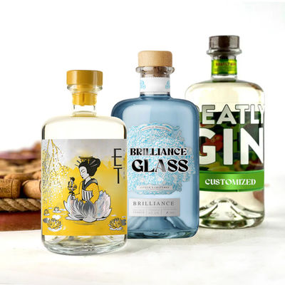 375ml Transparent Round Empty Super Flint Glass Liquor Wine Whisky Vodka Tequila Bottle